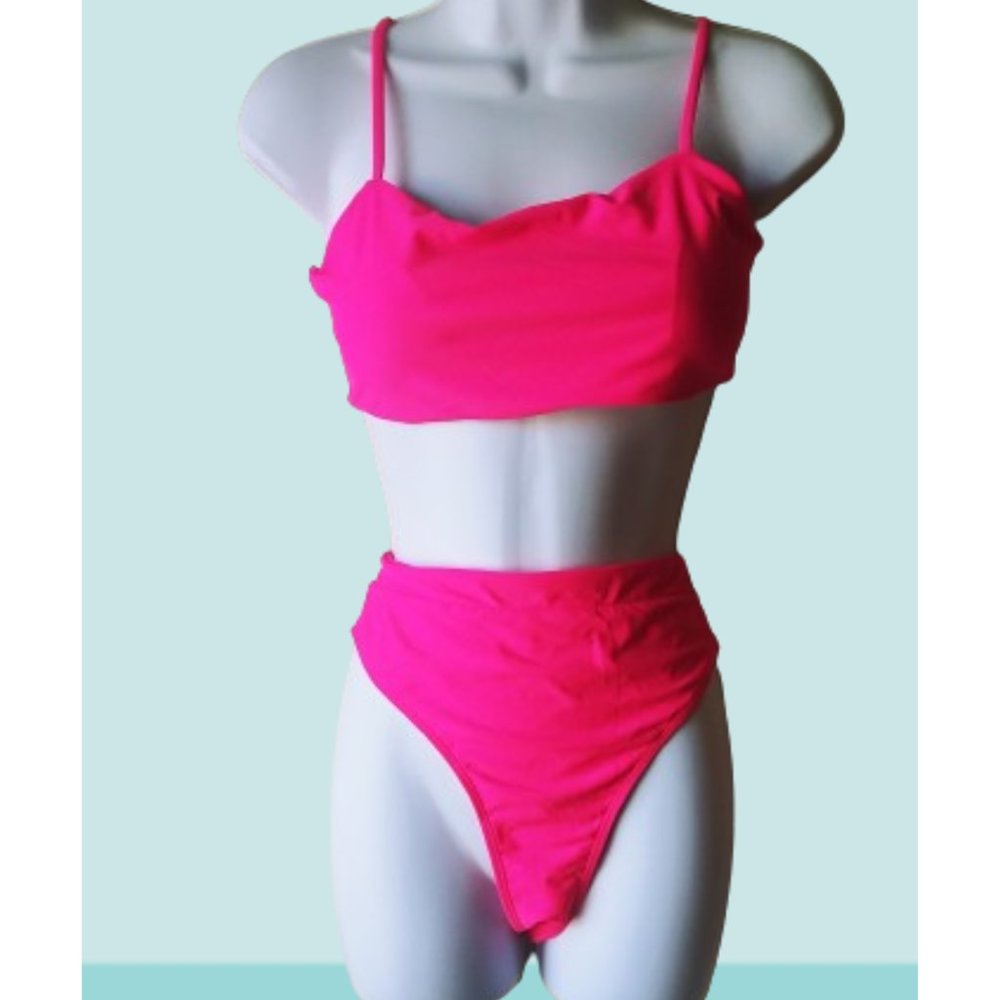 HOT PINK BIKINI TWO PIECE SWIMSUIT